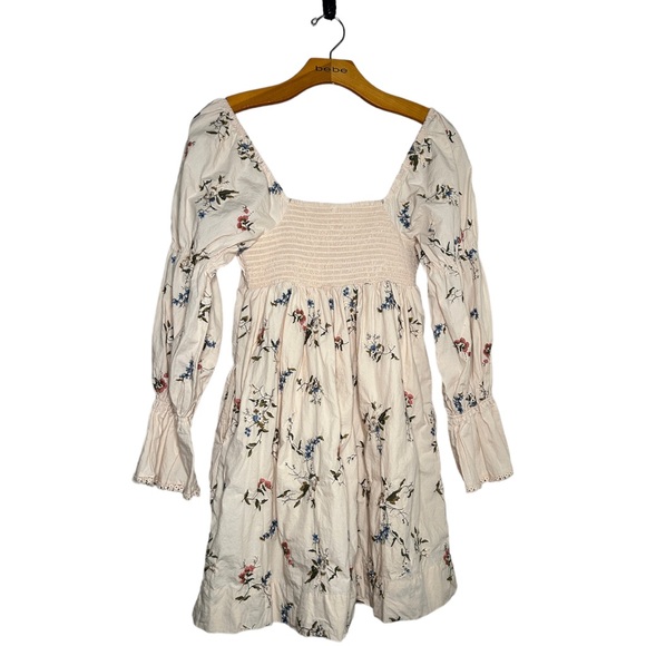By Anthropologie Long Sleeve Embroidered Mini Fairy Floral Dress Cream Size XS - Picture 11 of 16